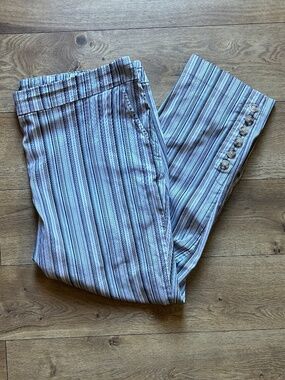 ZAC & RACHEL Light Blue and White Striped Straight Leg Pants